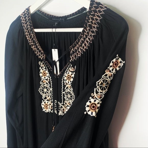 NWT Sanctuary Dress Black Freya Smocked long sleeve bohemian casual  Small - Picture 11 of 16